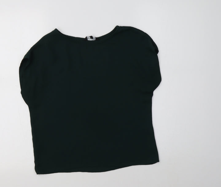 New Look Womens Green  Polyester Basic Blouse Size 6 Crew Neck