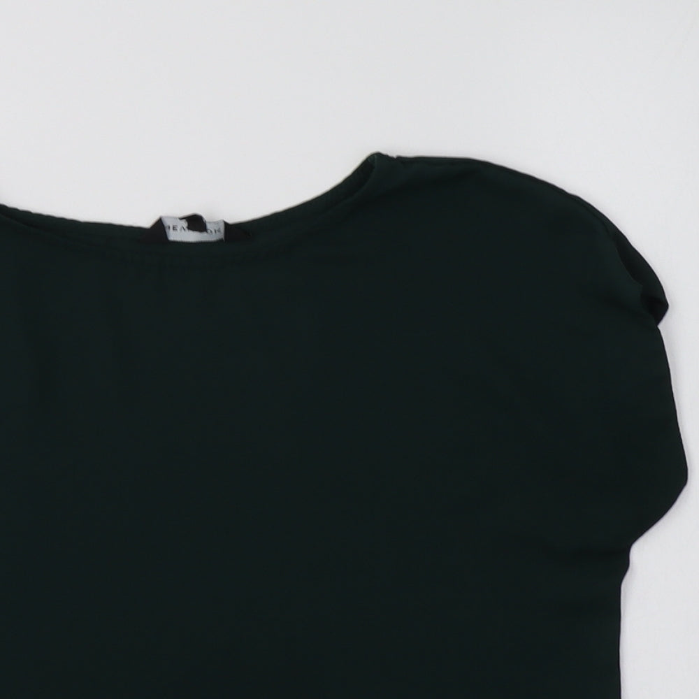 New Look Womens Green  Polyester Basic Blouse Size 6 Crew Neck
