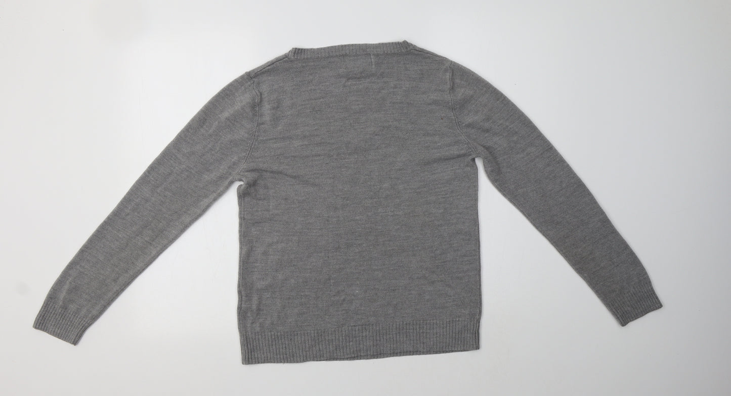 Papaya Womens Grey Scoop Neck  Acrylic Pullover Jumper Size 14