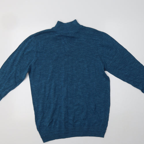 George Mens Blue Collared  Cotton Pullover Jumper Size M