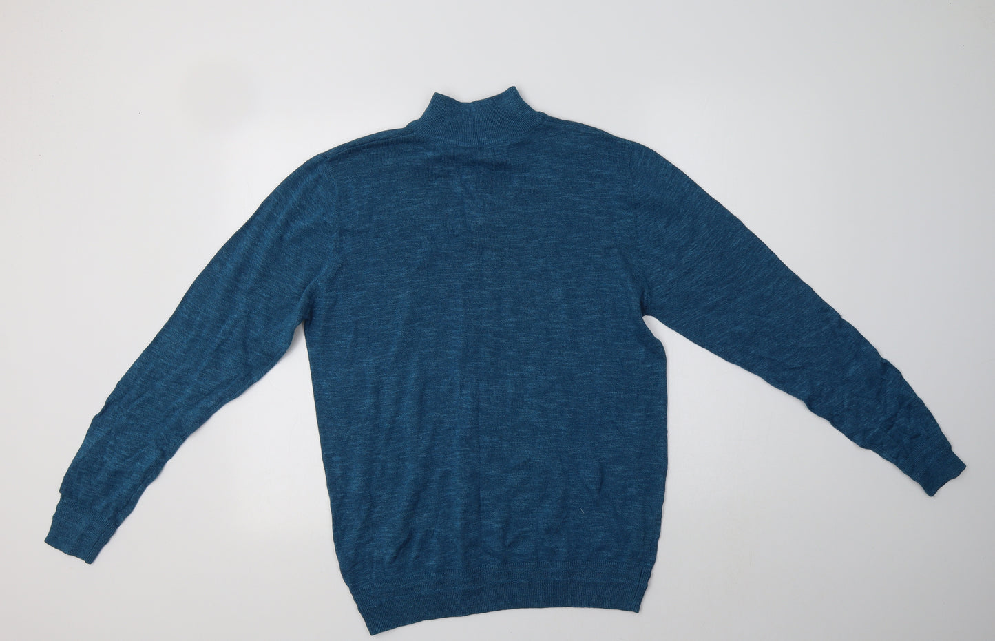 George Mens Blue Collared  Cotton Pullover Jumper Size M