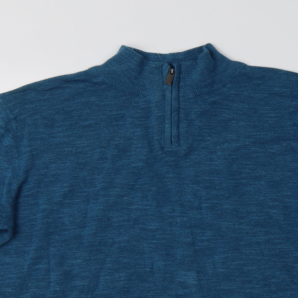 George Mens Blue Collared  Cotton Pullover Jumper Size M