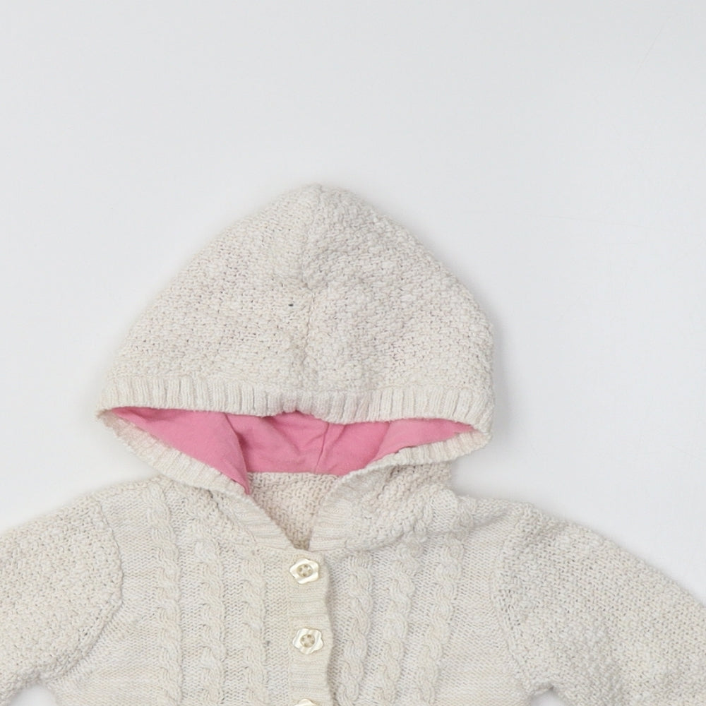 George Baby Ivory Floral Cotton Cardigan Jumper Size 3-6 Months