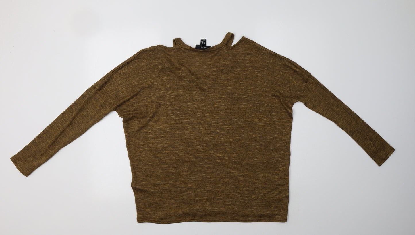 New Look Womens Brown V-Neck  Viscose Pullover Jumper Size S