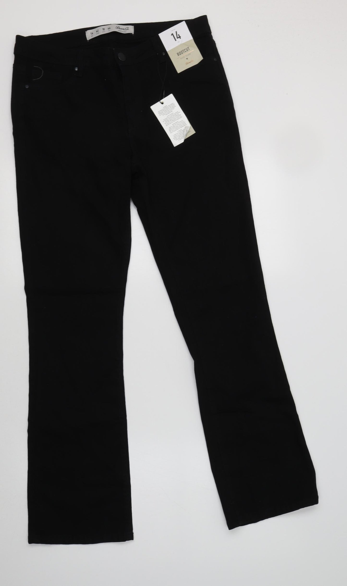 Primark Womens Black  Cotton Bootcut Jeans Size 14 L30 in Regular