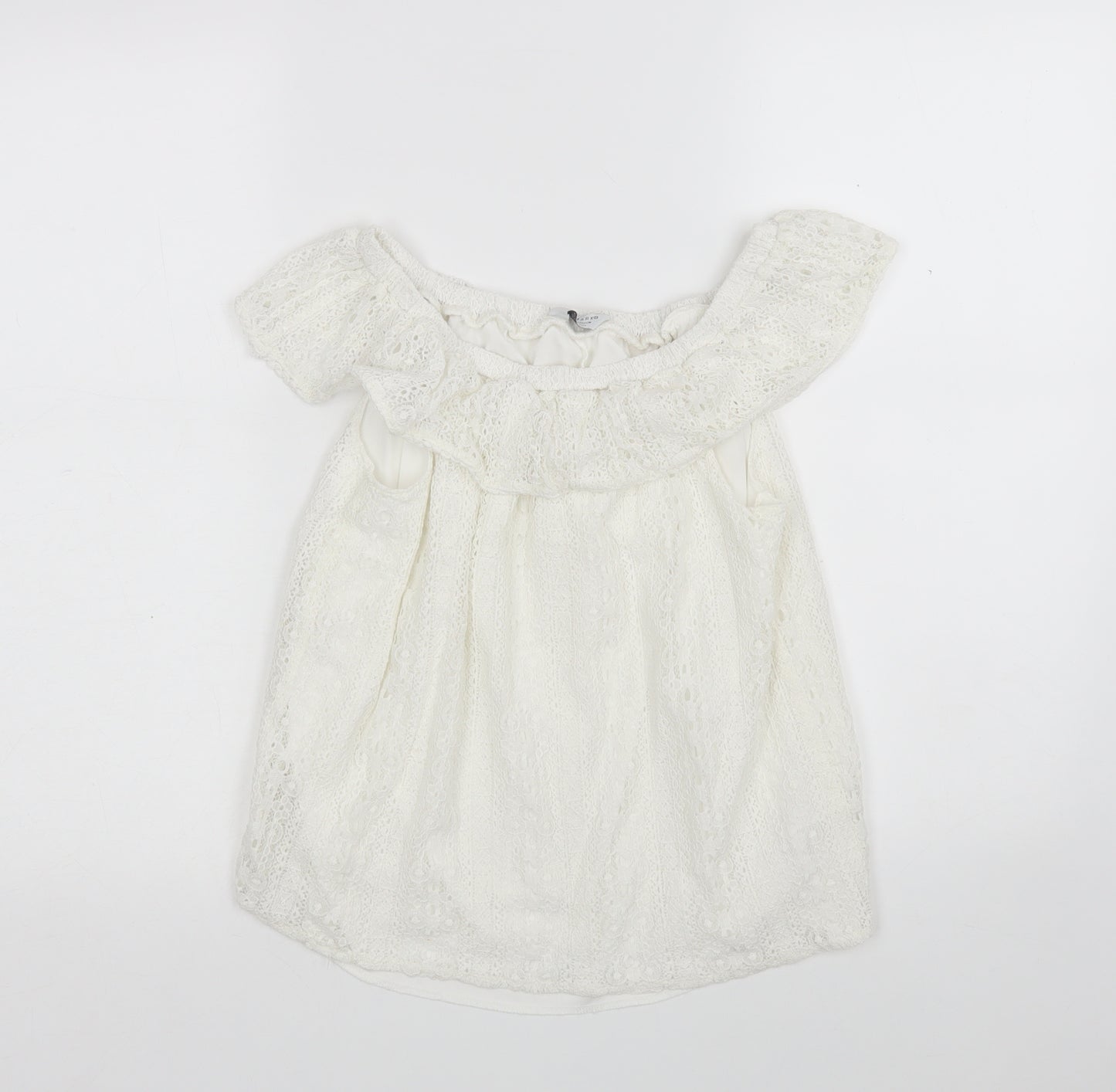 Primark Girls White  Cotton Basic Blouse Size 11-12 Years Round Neck