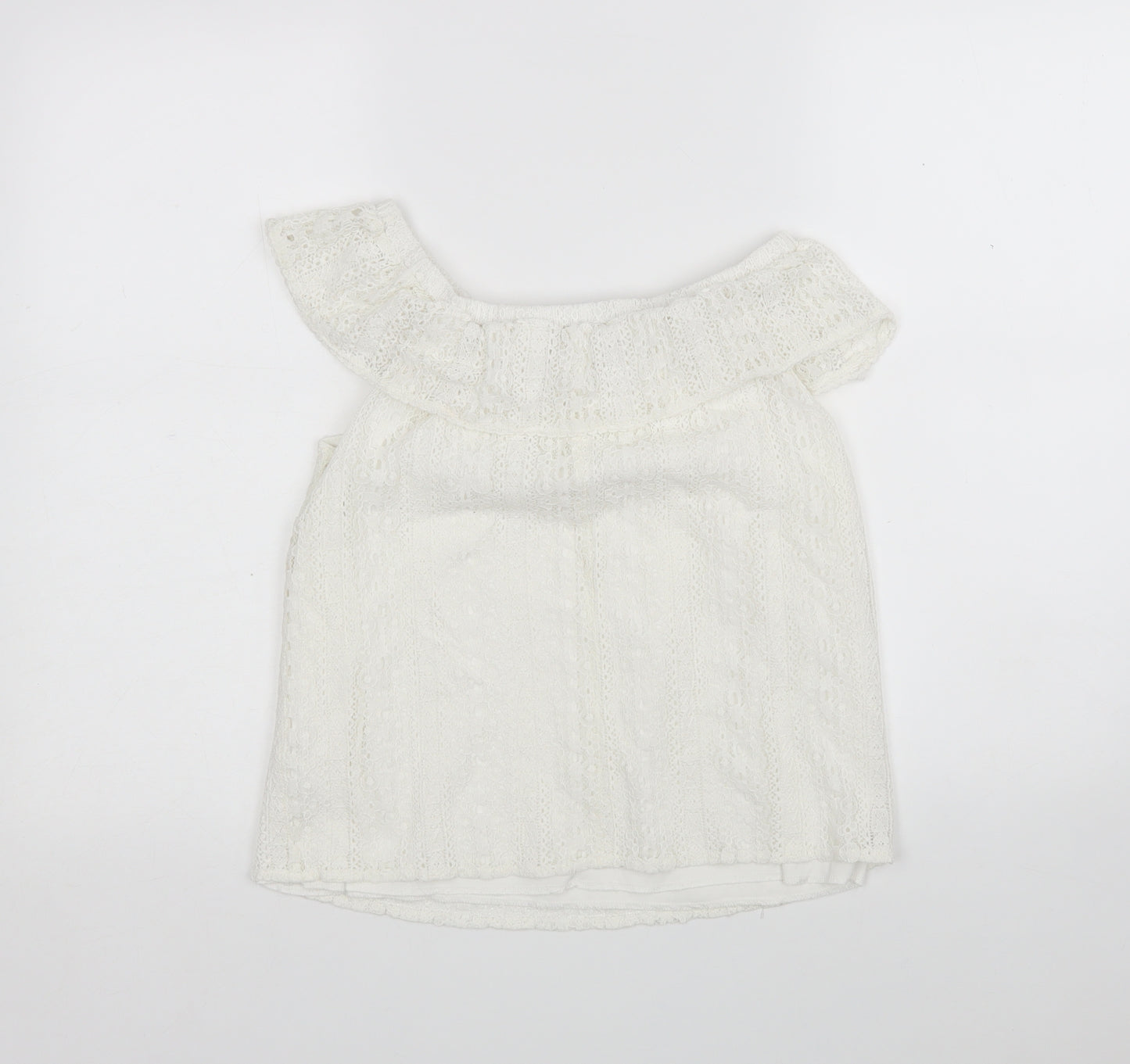 Primark Girls White  Cotton Basic Blouse Size 11-12 Years Round Neck