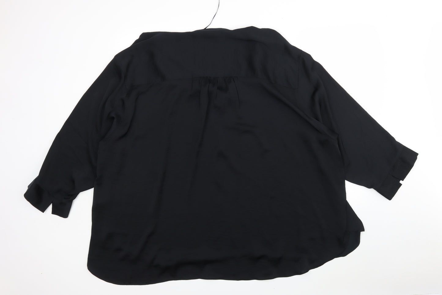 M&S Womens Black  Polyester Basic Blouse Size 28 V-Neck