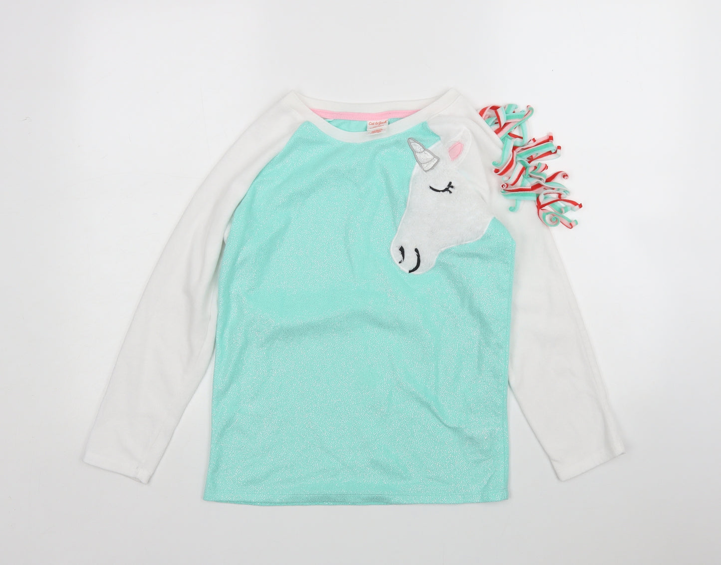 Cat & Jack Girls Multicoloured  Polyester Top Pyjama Top Size 11 Years   - Unicorn