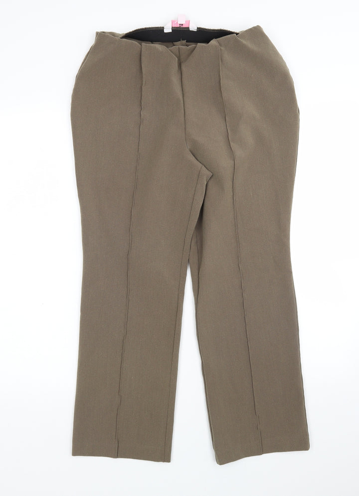 Julipa Womens Brown Polyester Trousers Size 10 L26 in Regular