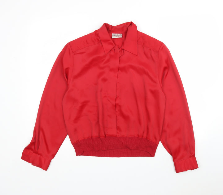 Reldan Womens Red  Polyester Basic Blouse Size 10 Collared