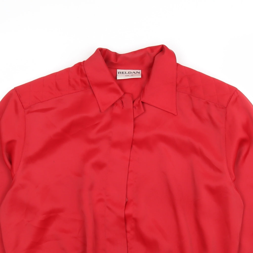 Reldan Womens Red  Polyester Basic Blouse Size 10 Collared