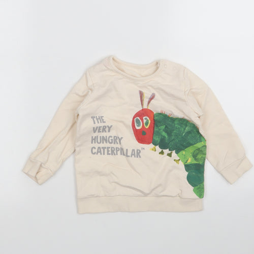 George Baby Beige  Cotton Pullover Jumper Size 12-18 Months   - The very hungry Caterpillar