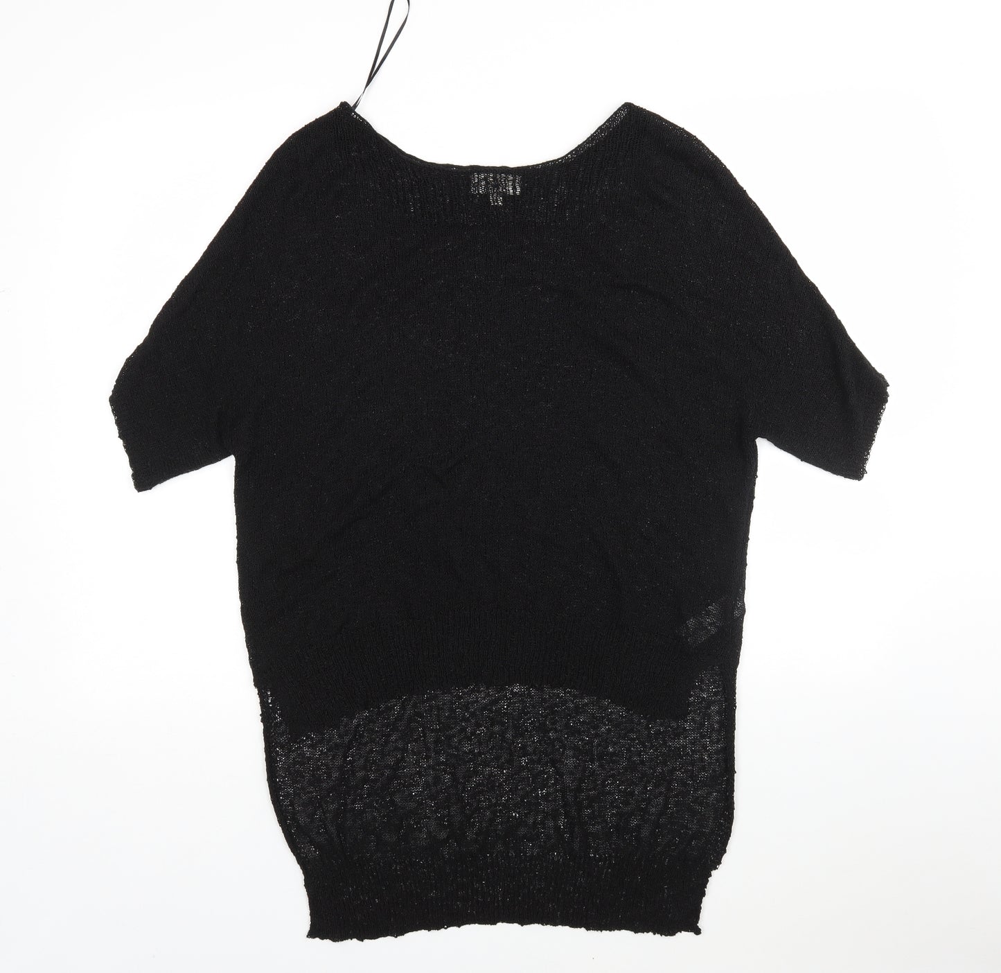 Apricot Womens Black Round Neck  Acrylic Pullover Jumper Size M