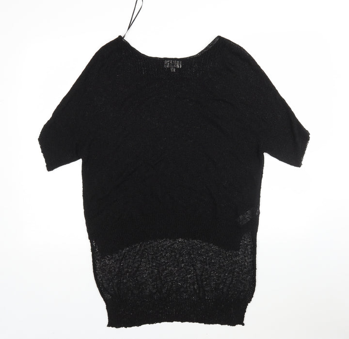 Apricot Womens Black Round Neck Acrylic Pullover Jumper Size M