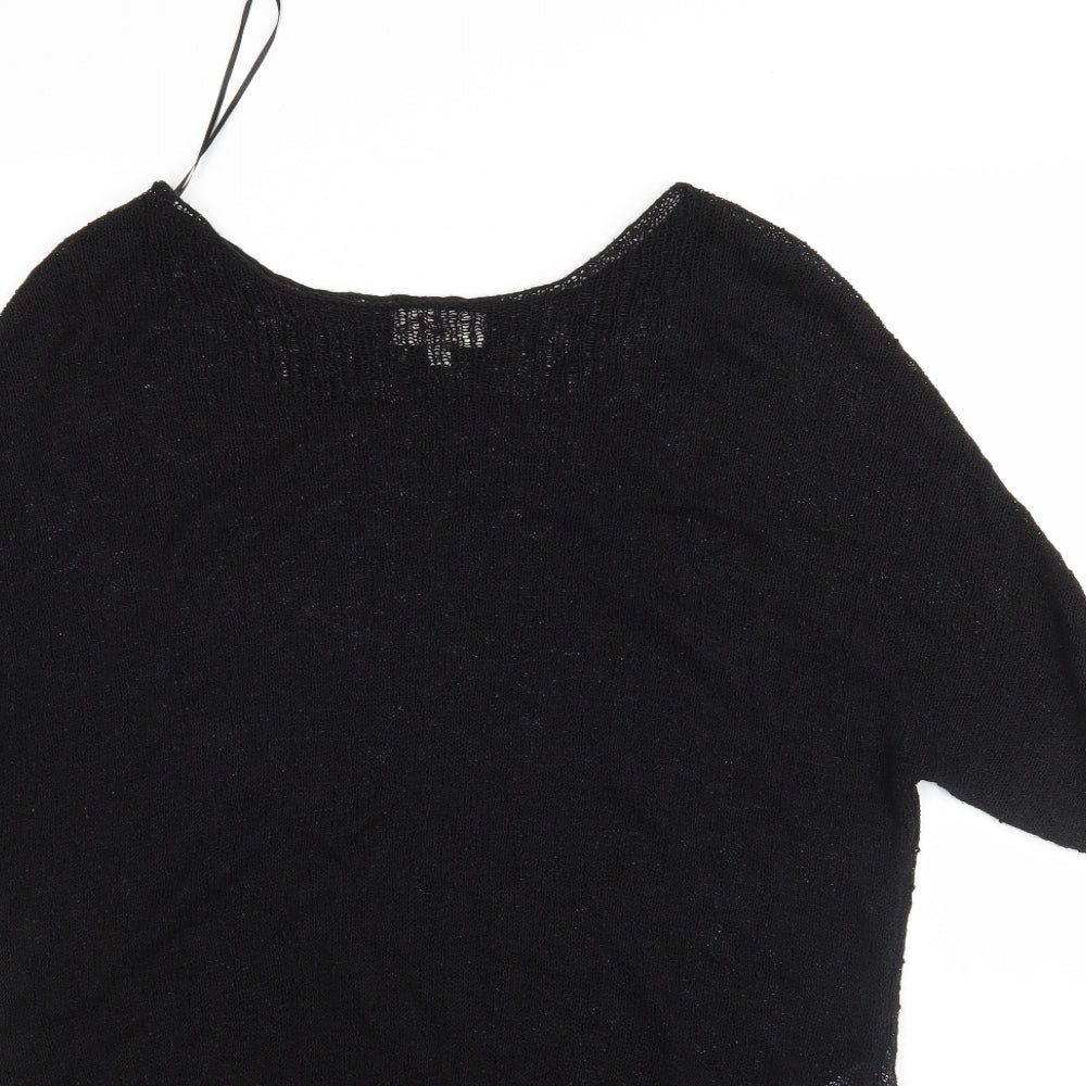 Apricot Womens Black Round Neck  Acrylic Pullover Jumper Size M