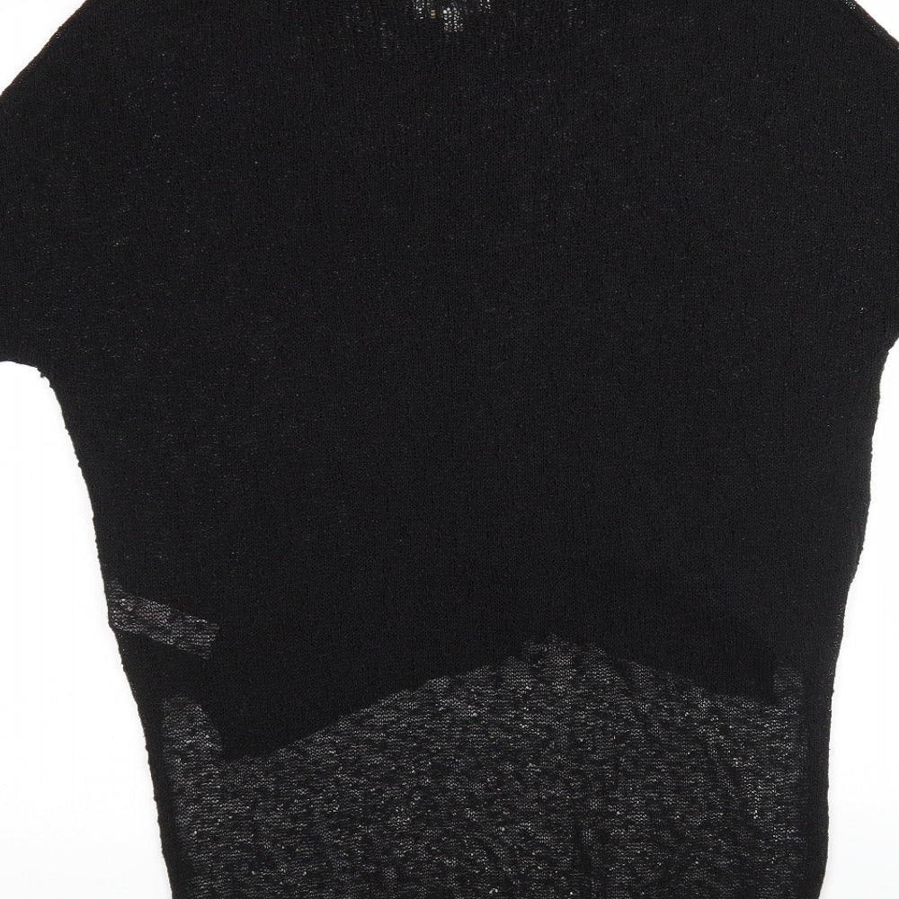 Apricot Womens Black Round Neck  Acrylic Pullover Jumper Size M