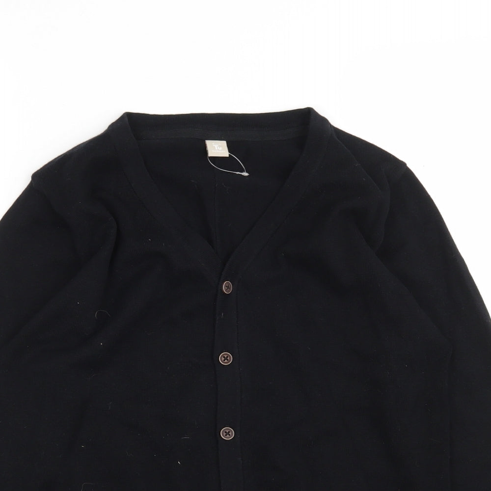 TU Girls Black V-Neck  Cotton Cardigan Jumper Size 12 Years   - School wear