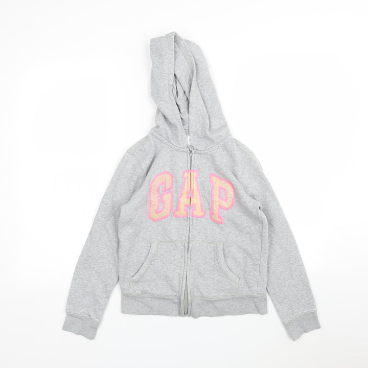 Gap Girls Grey Cotton Full Zip Hoodie Size 12-13 Years