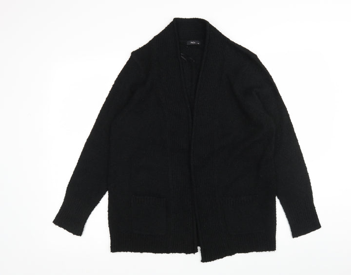 M&Co Womens Black V-Neck Acrylic Wrap Jumper Size 16