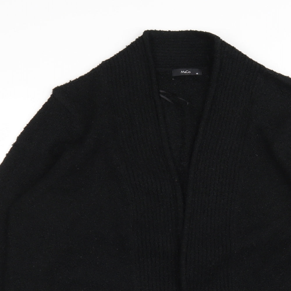 M&Co Womens Black V-Neck  Acrylic Wrap Jumper Size 16