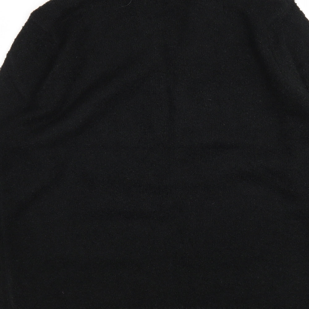 M&Co Womens Black V-Neck  Acrylic Wrap Jumper Size 16