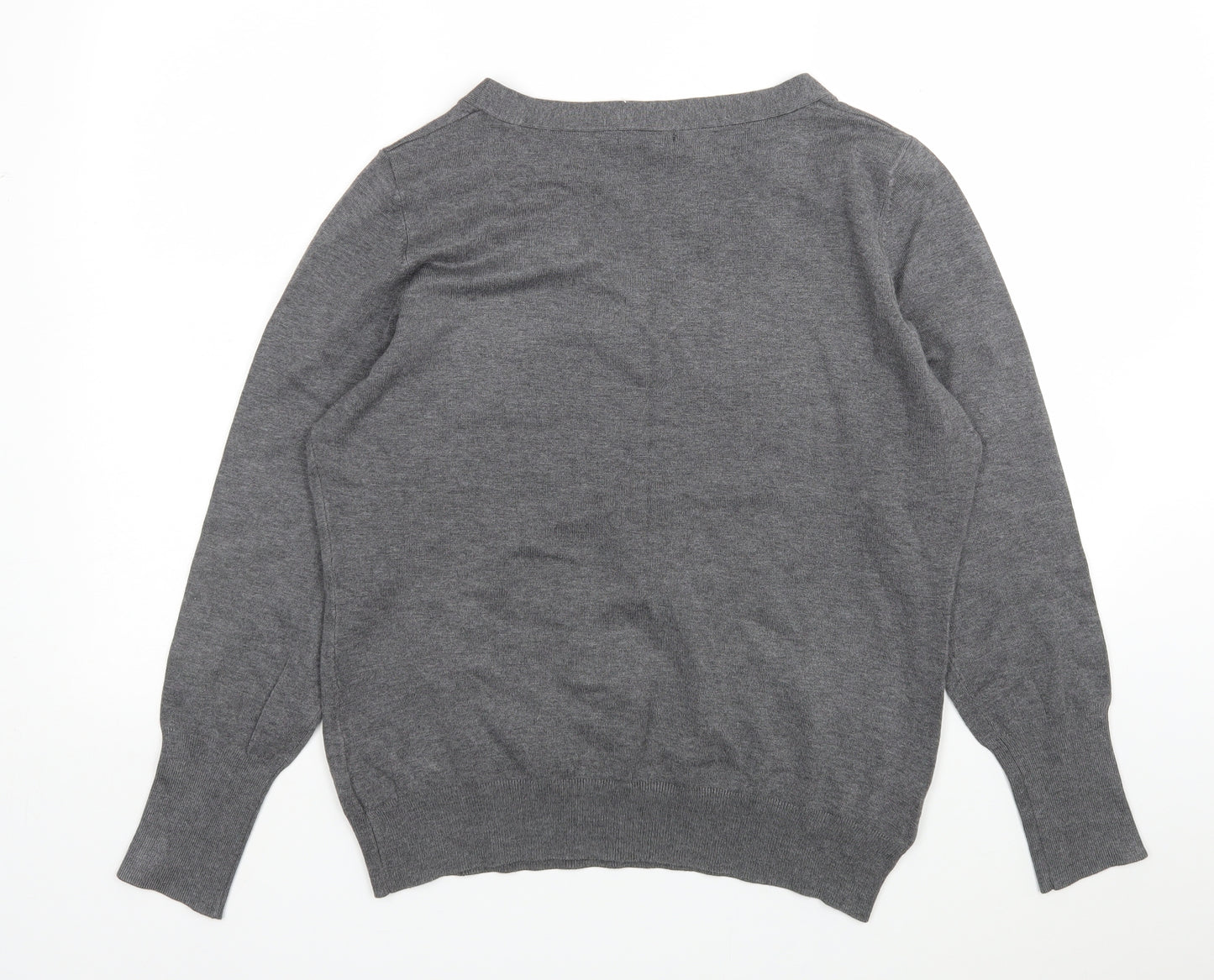 Papaya Womens Grey V-Neck  Viscose Pullover Jumper Size 20