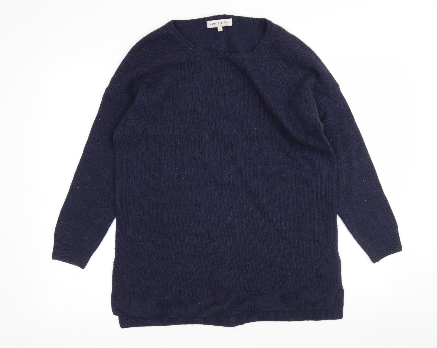 M&S Womens Blue Round Neck  Wool Pullover Jumper Size 12