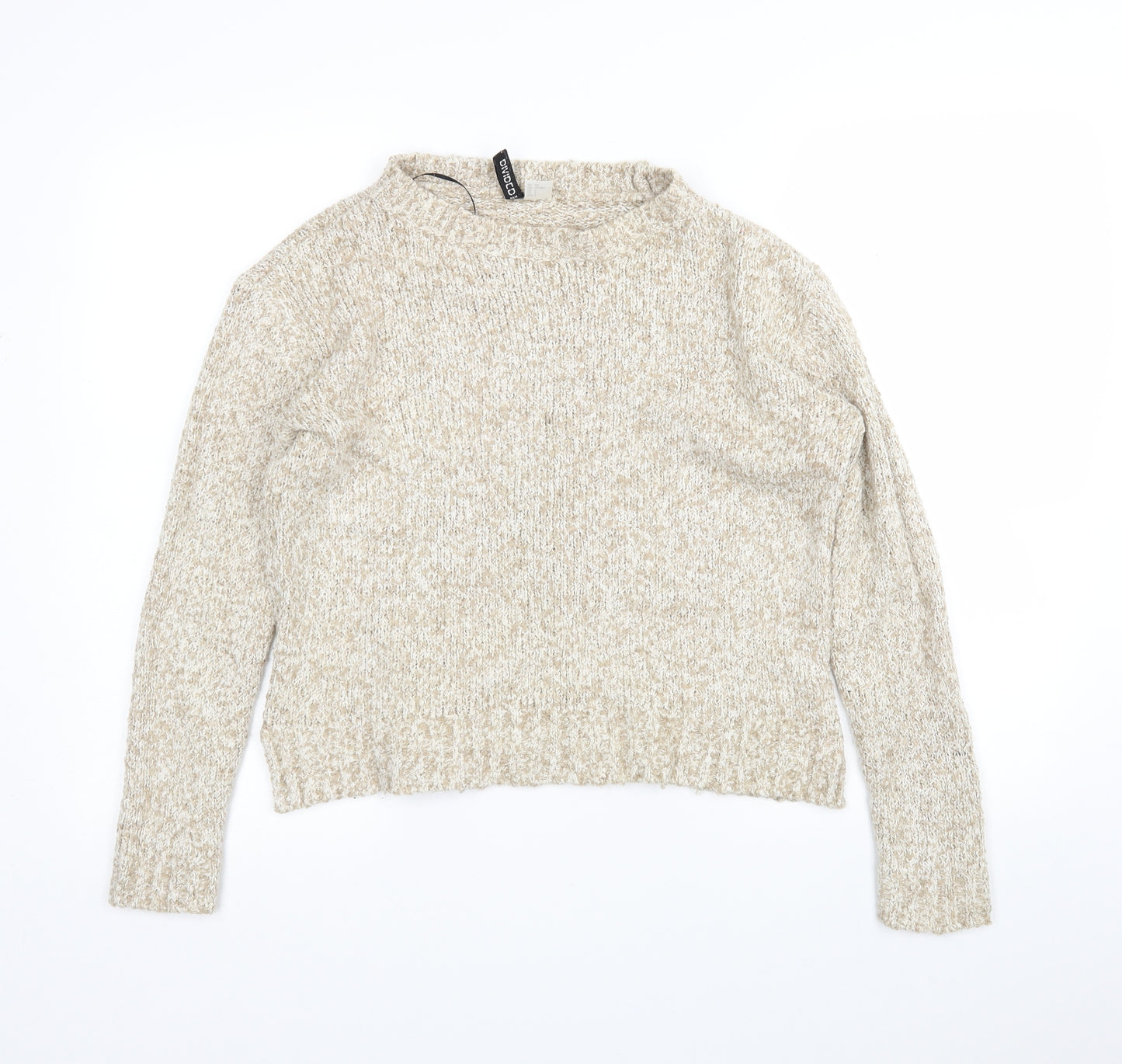H&M Womens Beige High Neck  Cotton Pullover Jumper Size S