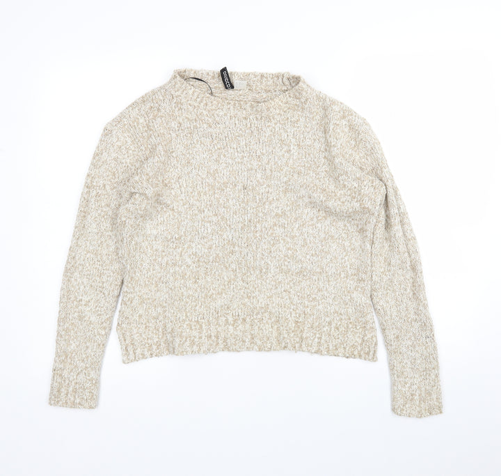 H&M Womens Beige High Neck  Cotton Pullover Jumper Size S