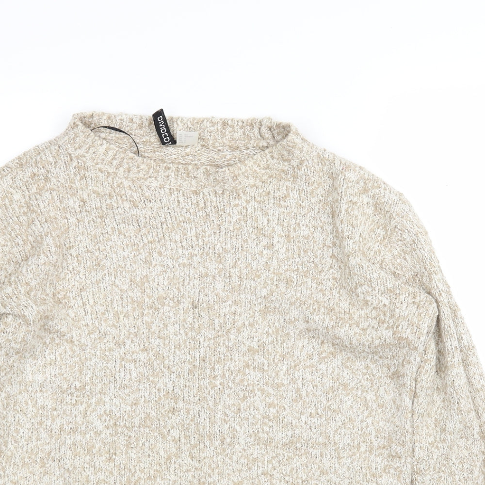 H&M Womens Beige High Neck  Cotton Pullover Jumper Size S