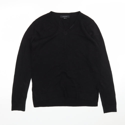 Atmosphere Womens Black V-Neck  Acrylic Pullover Jumper Size 8