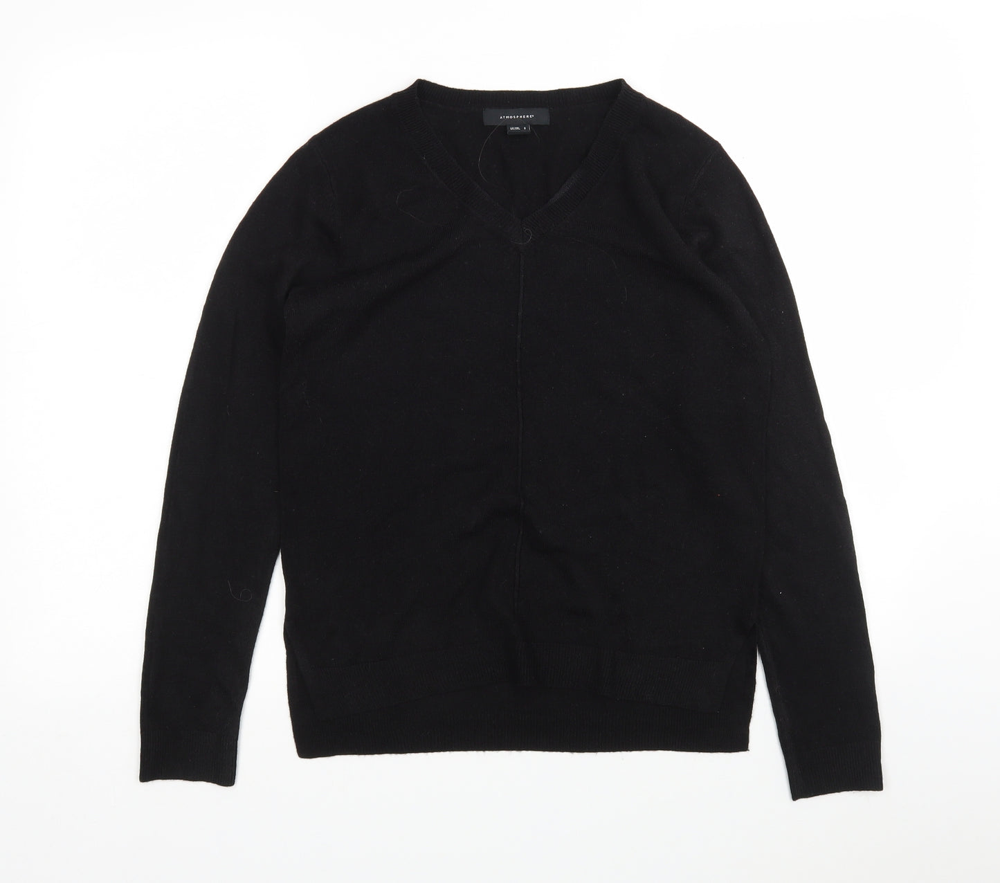 Atmosphere Womens Black V-Neck  Acrylic Pullover Jumper Size 8