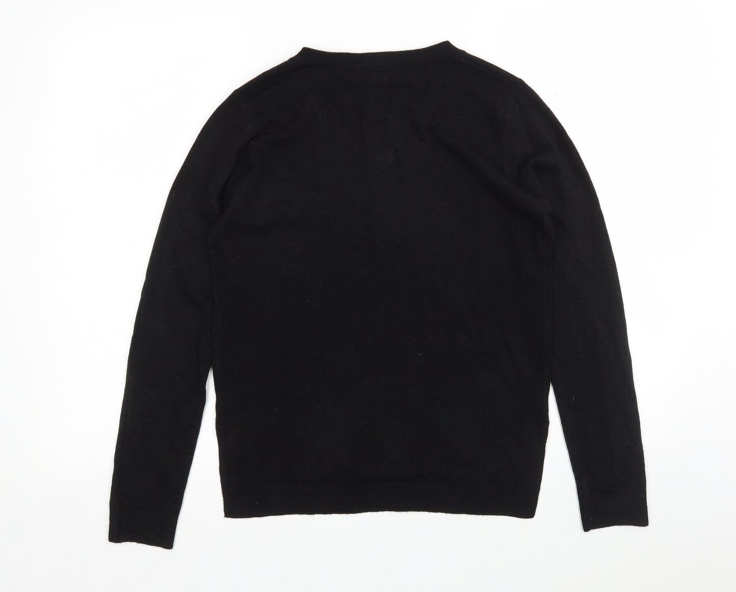 Atmosphere Womens Black V-Neck  Acrylic Pullover Jumper Size 8