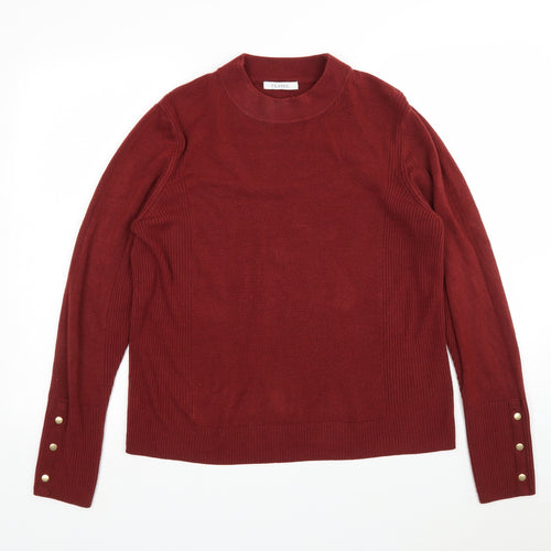M&S Womens Red Round Neck  Acrylic Pullover Jumper Size 16