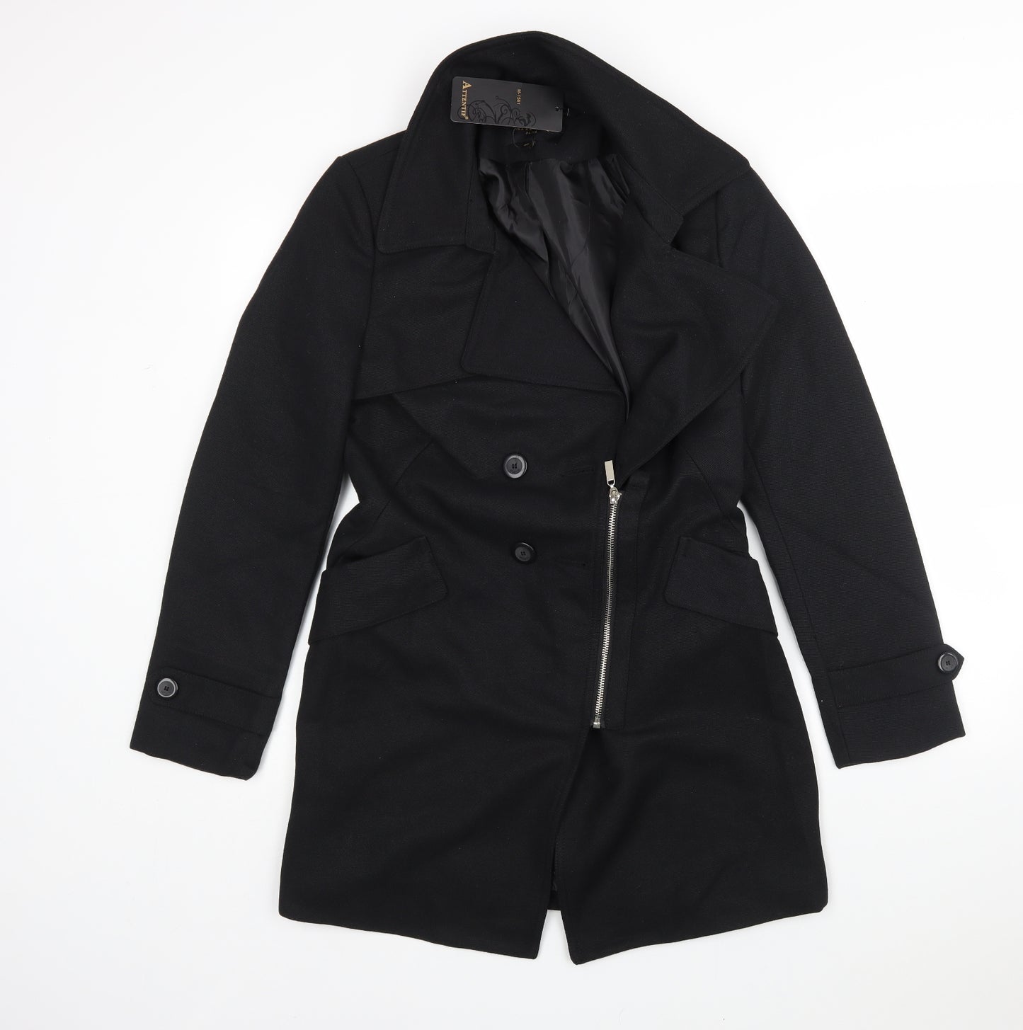 Attentif Womens Black   Overcoat Coat Size 12