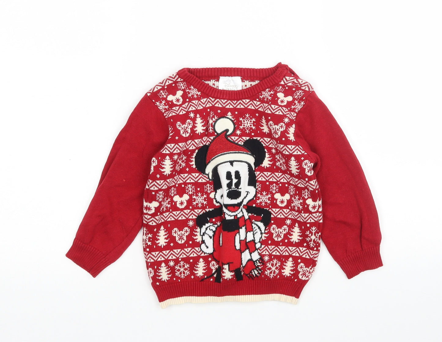 Disney Baby Boys Multicoloured Striped Cotton Pullover Jumper Size 18-24 Months   - Christmas