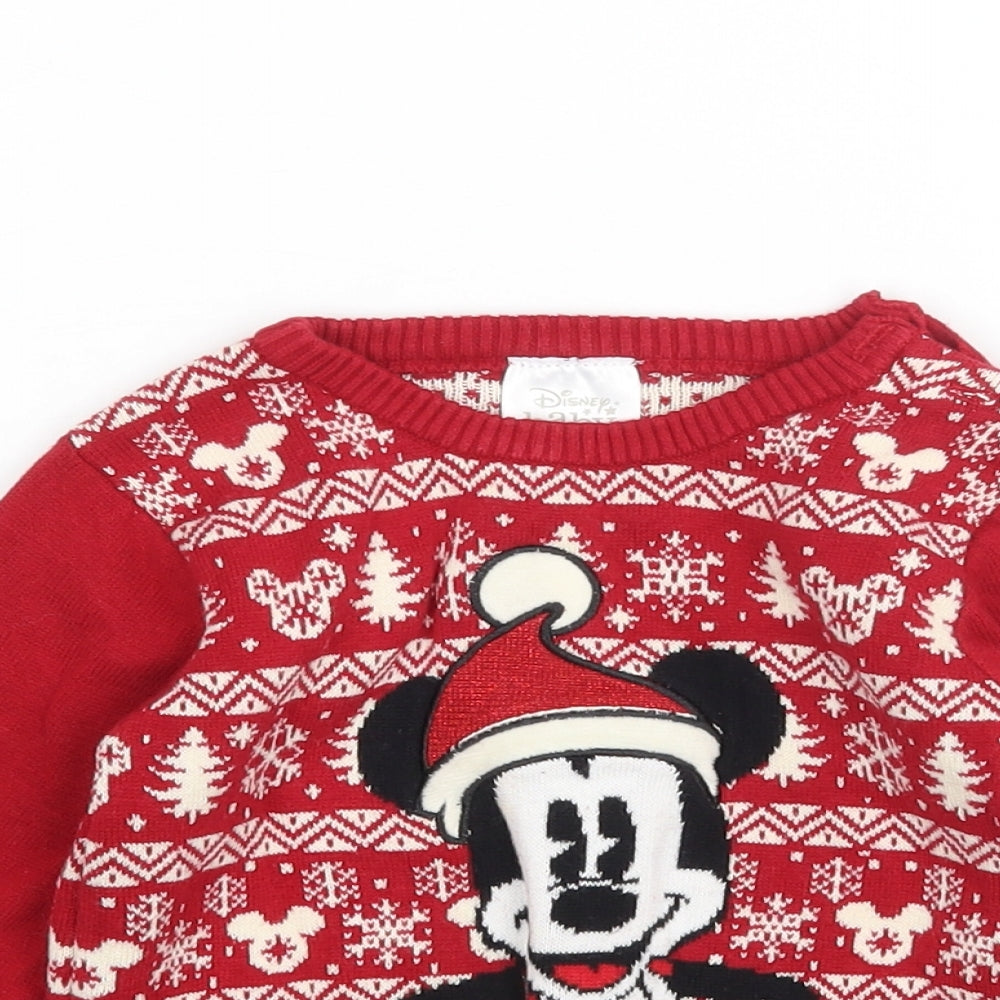 Disney Baby Boys Multicoloured Striped Cotton Pullover Jumper Size 18-24 Months   - Christmas