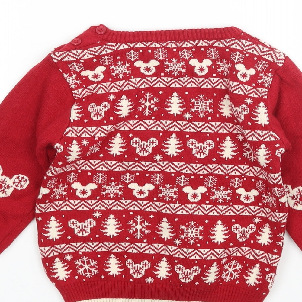 Disney Baby Boys Multicoloured Striped Cotton Pullover Jumper Size 18-24 Months   - Christmas