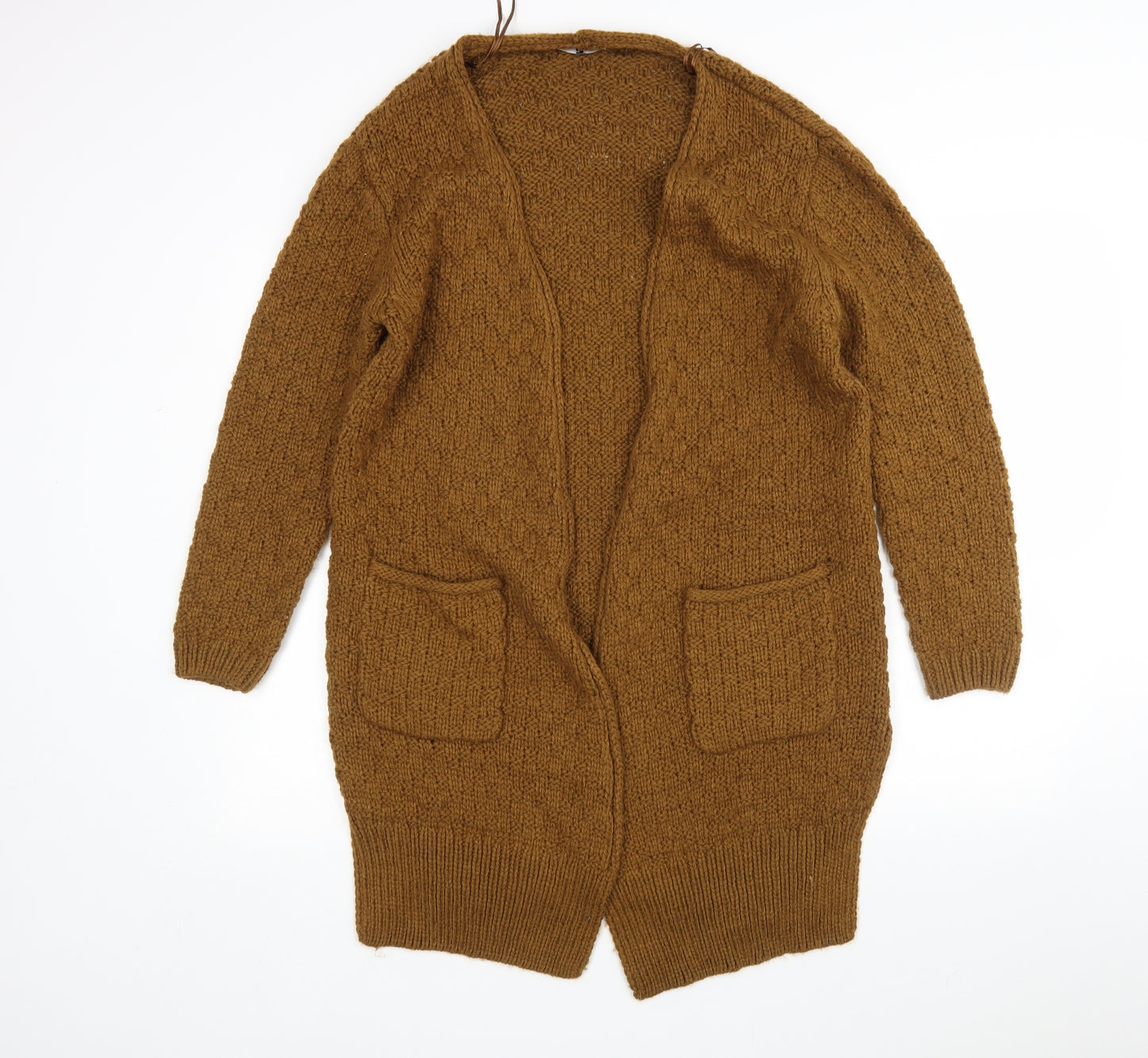 TU Womens Brown V-Neck  Acrylic Cardigan Jumper Size M