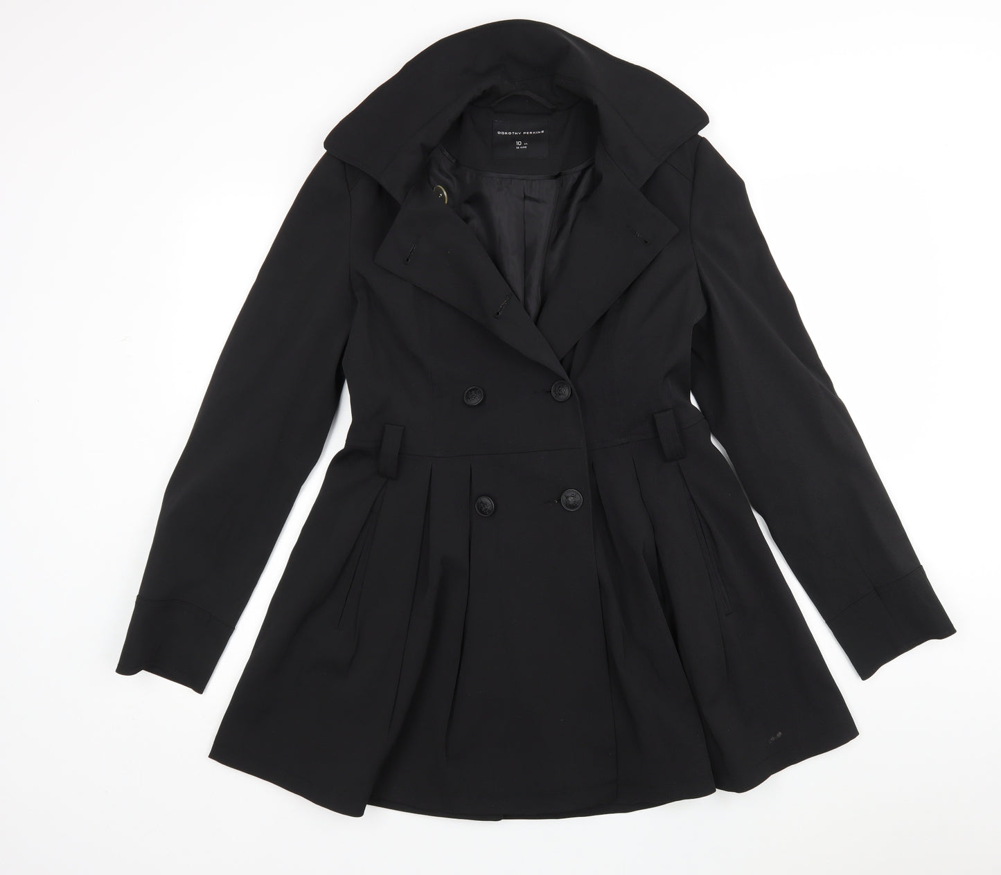 Dorothy Perkins Womens Black   Overcoat Coat Size 10