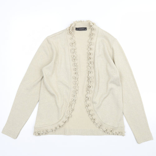 Just Elegance Womens Beige V-Neck  Acrylic Cardigan Jumper Size S