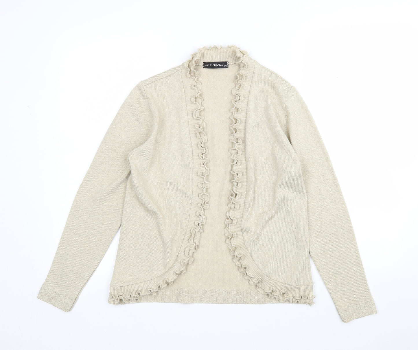 Just Elegance Womens Beige V-Neck  Acrylic Cardigan Jumper Size S