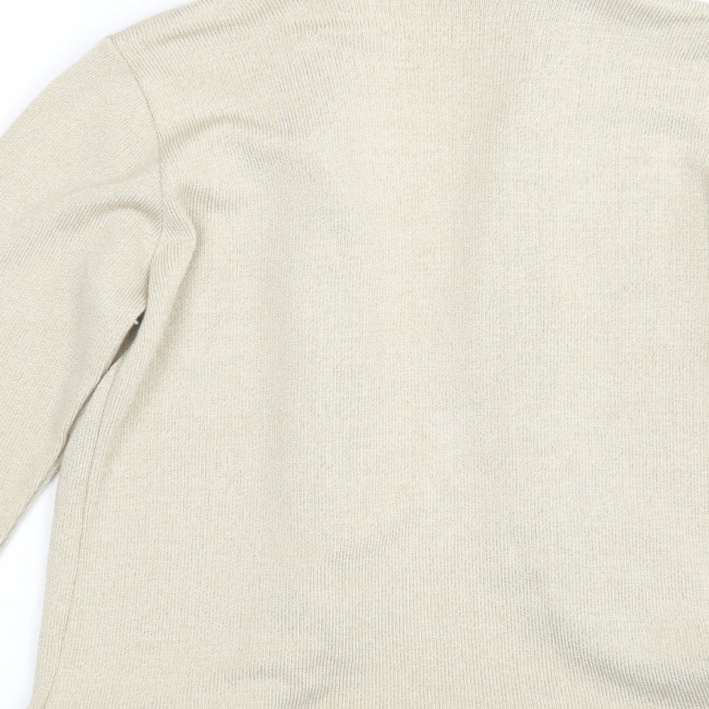 Just Elegance Womens Beige V-Neck  Acrylic Cardigan Jumper Size S