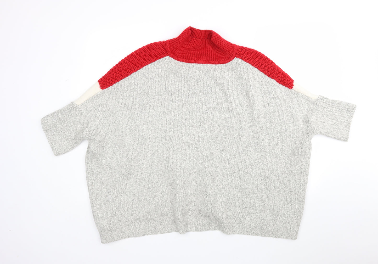 M&S Womens Multicoloured High Neck  Cotton Pullover Jumper Size M