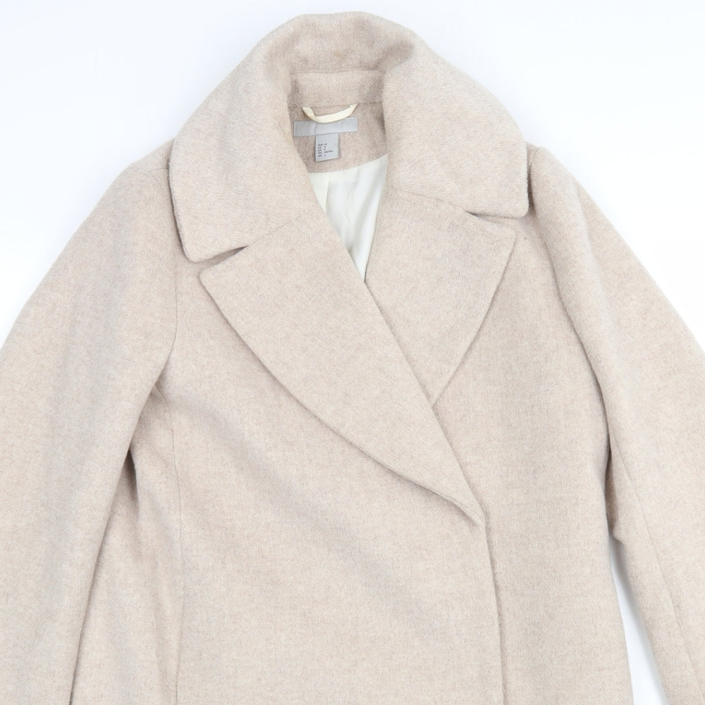 H&M Womens Beige   Overcoat Coat Size 8