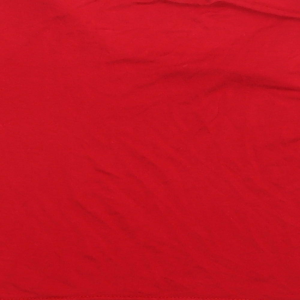 Boohoo Womens Red  Viscose Cropped T-Shirt Size 8 Round Neck