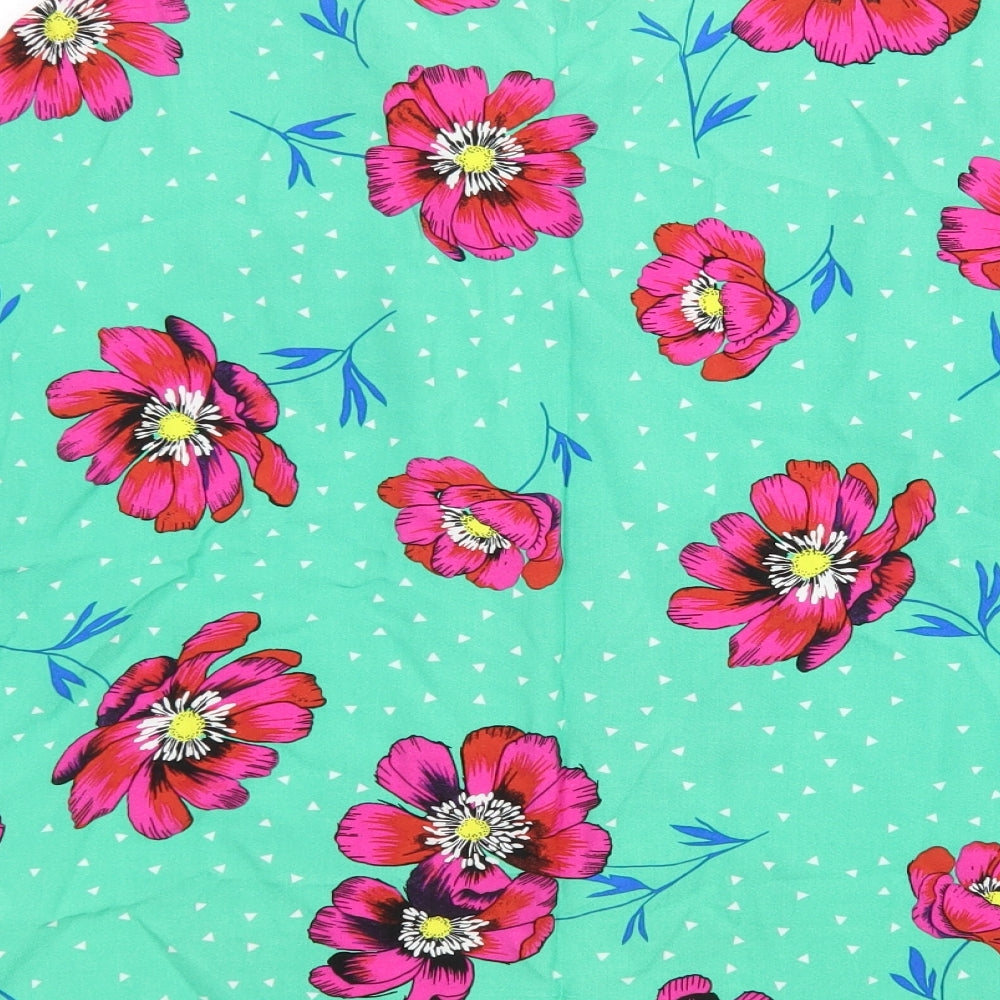 Peacocks Womens Multicoloured Floral Viscose Basic Blouse Size 14 Round Neck