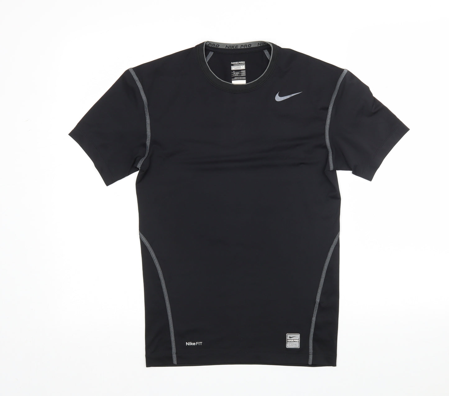 Nike Mens Black  Polyester Basic T-Shirt Size M Round Neck