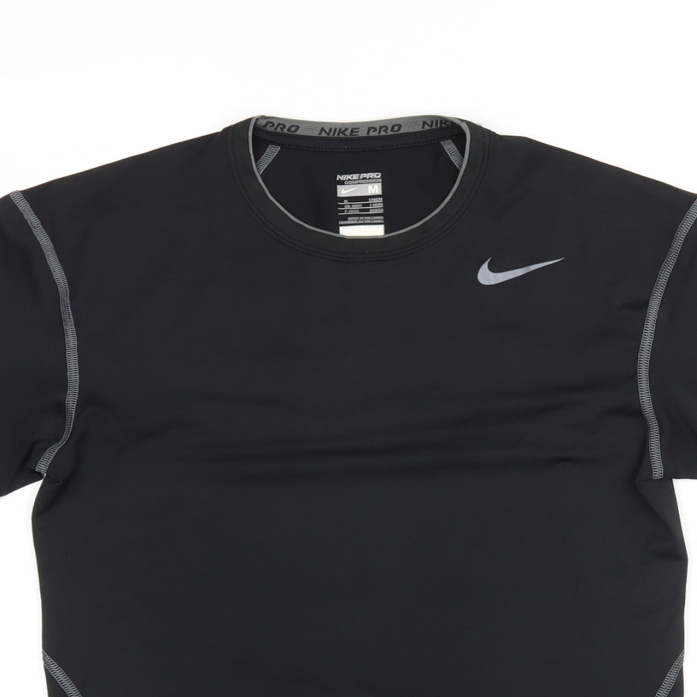 Nike Mens Black  Polyester Basic T-Shirt Size M Round Neck